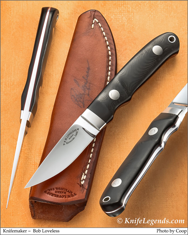 Bob Loveless Knives - Classic Loveless Football Logo and leather sheath